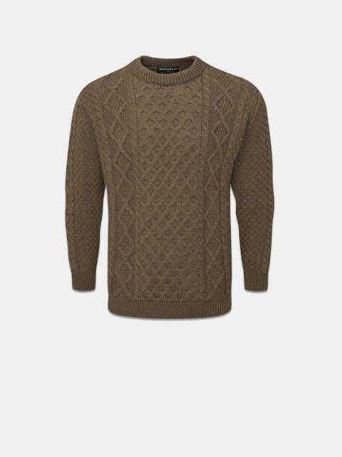 GLOVERALL Men's Aran Jumper Army Green