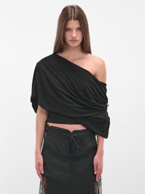 CHRISTOPHER ESBER Black Aiba Draped Jersey Top