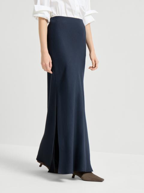 Brunello Cucinelli Viscose and linen twill fluid bias-cut skirt