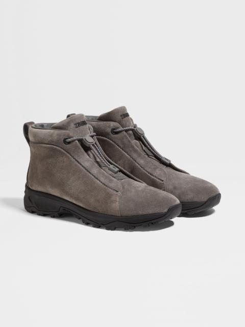 ZEGNA GREY SUEDE TRIPLE STITCH™ VETTA SNEAKERS