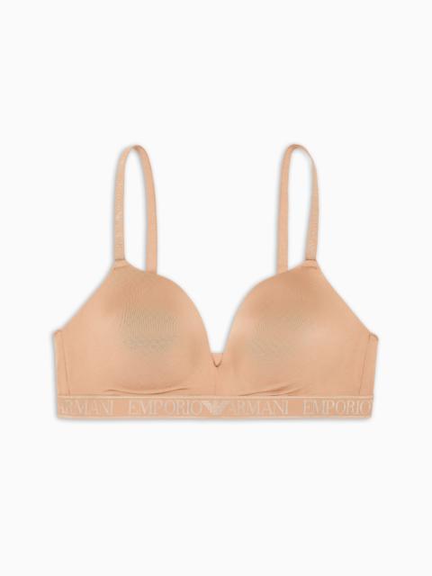 EMPORIO ARMANI ASV ICONIC RECYCLED-MICROFIBRE PADDED TRIANGLE BRA WITH LOGO UNDERBAND
