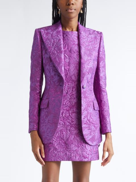Dolce & Gabbana Dolce&Gabbana One-Button Floral Brocade Blazer in F0571 Viola at Nordstrom
