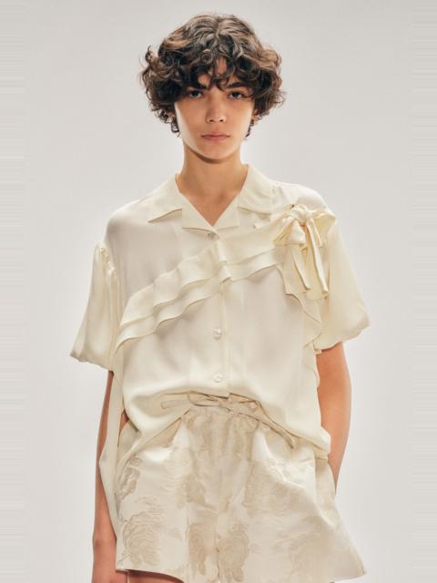 Simone Rocha Cropped Puff Sleeve Bow Sash Shirt