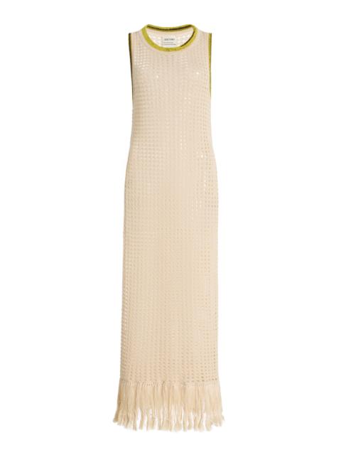 ESCVDO Atuq Fringed Knit Maxi Dress ivory