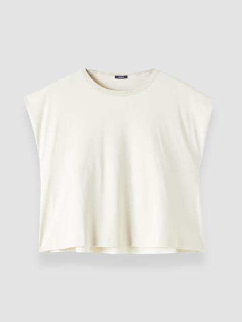 JOSEPH Cotton Poplin Jersey Round Neck T-Shirt