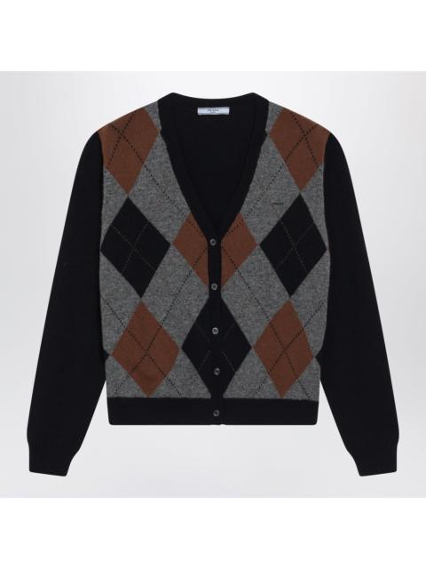 Prada Prada Blue Cashmere Argyle Cardigan Women