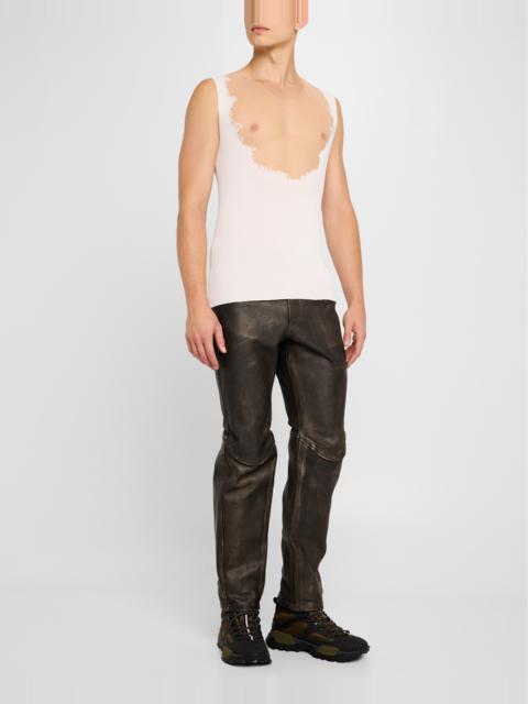 Men's 5-Pocket Leather Biker Pants