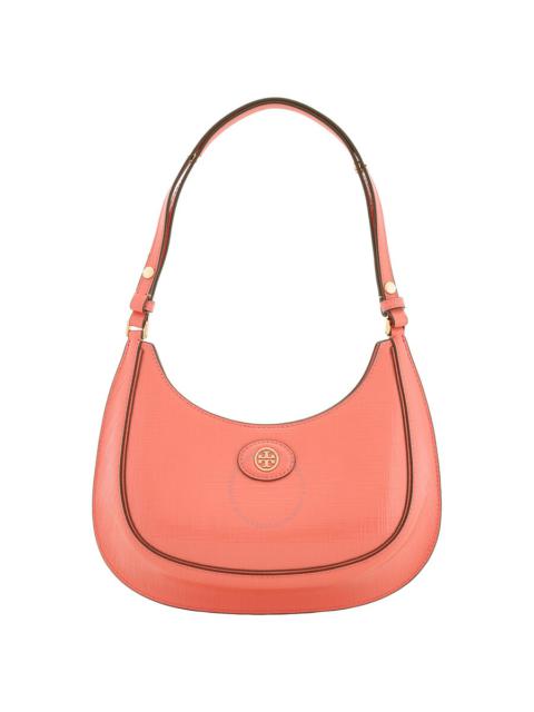 Other Designers Tory Burch Coral Crush Robinson Embossed Leather Crescent Bag