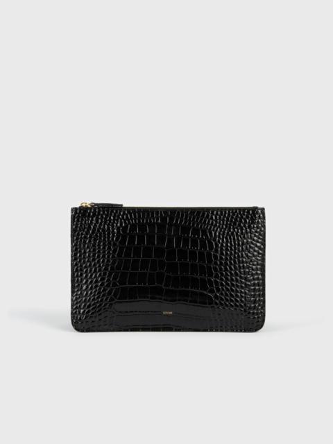 TOTEME Threefold croco-embossed clutch black