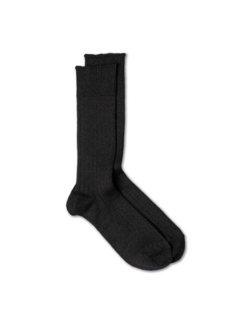 ROTOTO® Rototo Linen/Cotton Ribbed Crew Socks Black