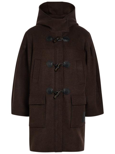 GANNI Ganni Logo-appliquéd Hooded Wool-blend Peacoat