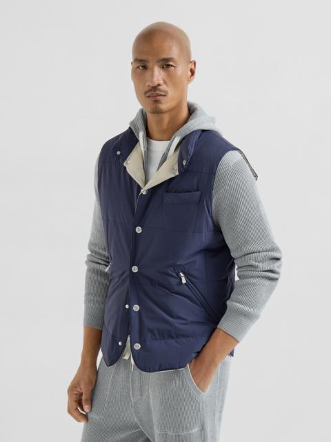 Brunello Cucinelli Bonded nylon down vest with detachable hood