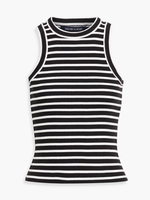VERONICA BEARD Jordyn cropped striped cotton-blend jersey tank