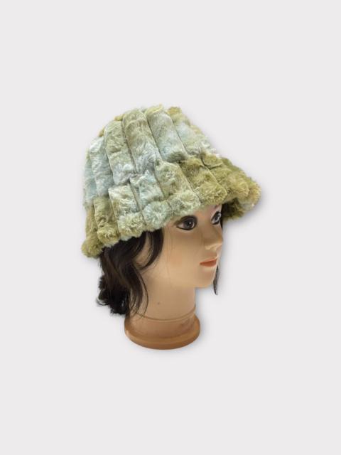 Other Designers Vintage - Faux Fur Plush Striped Bucket Hat