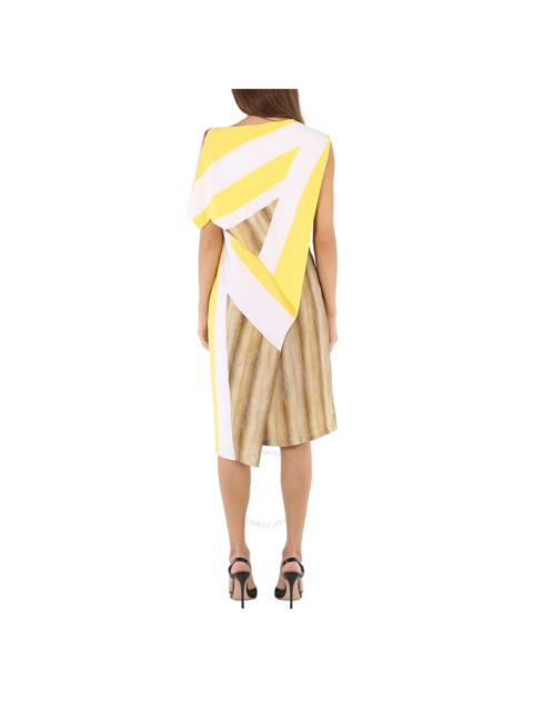 Burberry Burberry Bright Straw Graphic-Print Boat Neck Asymmetric Dress