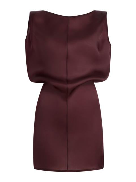 KHAITE Toma Draped Silk-Organza Mini Dress burgundy