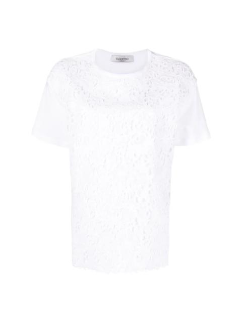 Valentino Valentino Garavani Logo Print Lace-Panel T-Shirt