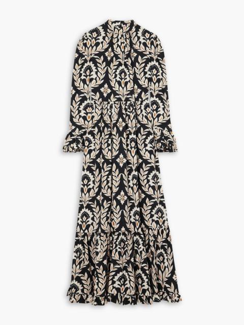 Other Designers Visconti tiered printed crepe maxi dress