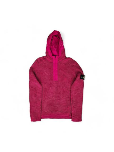 Stone Island Stone Island Stitch Mercerized Cotton/Linen Knit Hoodie Sweater in Red $850