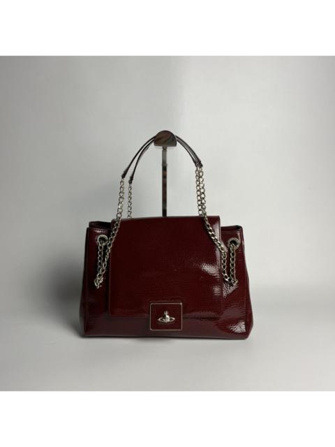 Vivienne Westwood Vivienne Westwood Oxblood Leather 2-Way Chain Flap Bag