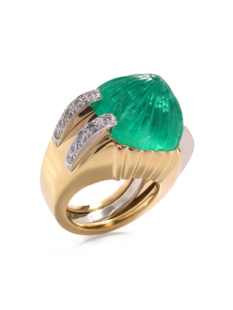DAVID WEBB Emerald Diamond Channel Ring