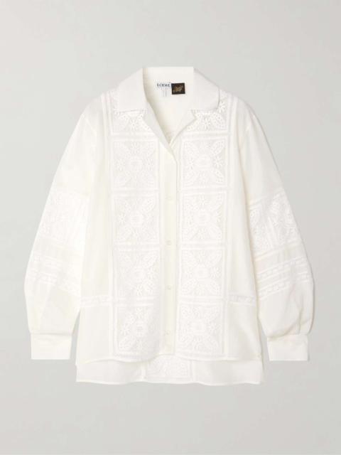 + Paula's Ibiza broderie anglaise cotton and silk-blend shirt White