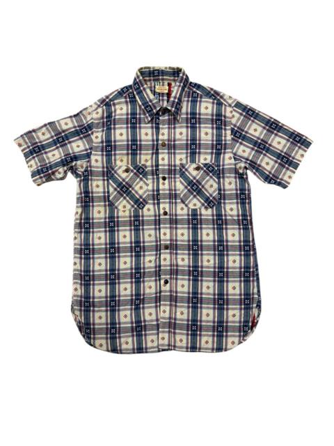 SUGAR CANE Vintage Sugar Cane Twill Check Wood Button Up Work Shirt