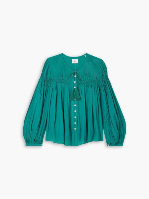 Isabel Marant Étoile Abadi pintucked smocked cotton-blend voile blouse
