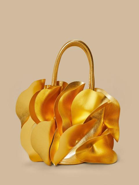FARM RIO Gold Leather Flower Bag