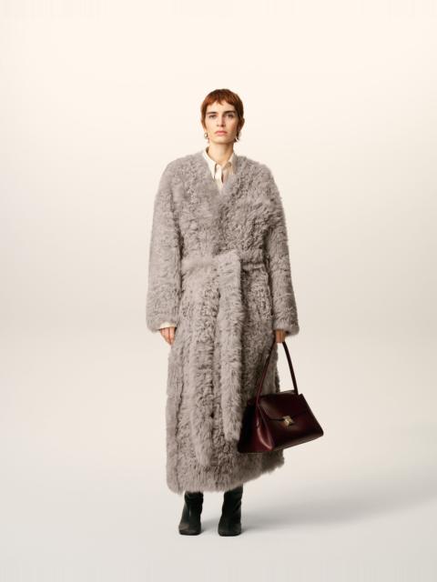 AMI Paris GREY SHEARLING LONG COAT
