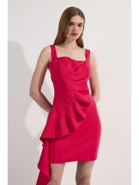 KAREN MILLEN Scuba Drama Ruffle Woven Mini Dress