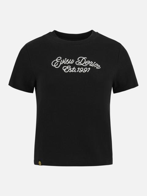 EVISU Rope Twist Slogan Embroidery Boyfriend T-Shirt