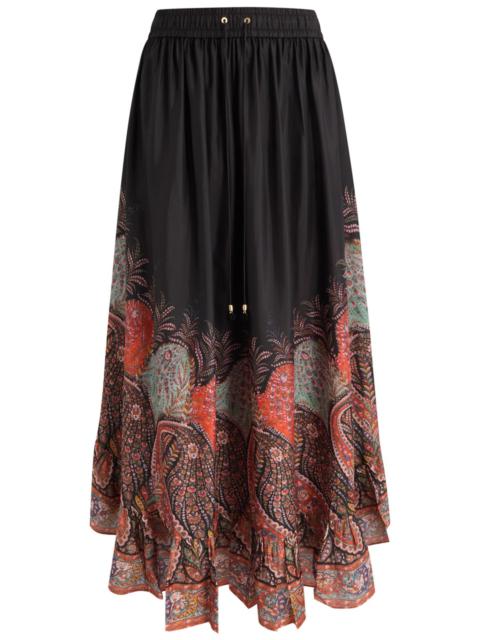 Zimmermann Rhiannon Ruffle Silk Midi Skirt