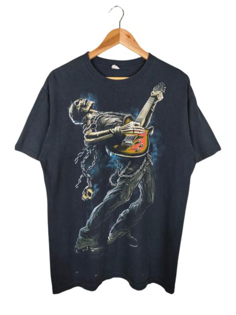 Other Designers Vintage - Vintage Liquid Blue Skeleton Playing Guitar Anvil tag ©2007 Shirt