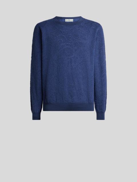 Etro COTTON SWEATER WITH FLORAL PAISLEY MOTIF