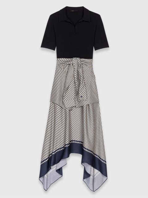 maje Printed two-tone dress