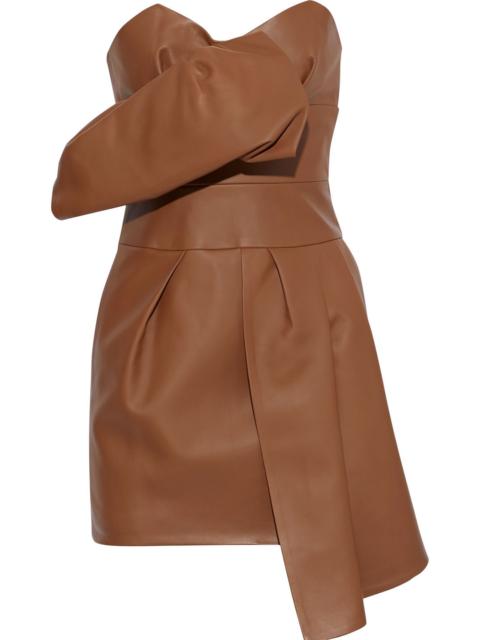 ALEXANDRE VAUTHIER Strapless gathered leather mini dress