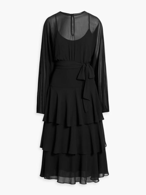 Other Designers Tiered chiffon midi dress