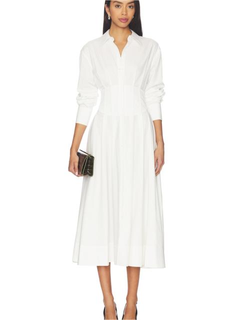 Alice + Olivia Edie Corset Button Down Midi Dress