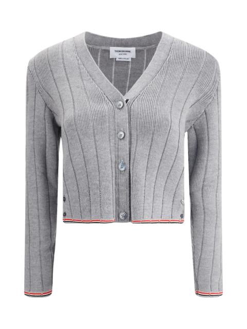 Thom Browne Ladder Full Needle Rib Stitch V Neck Car