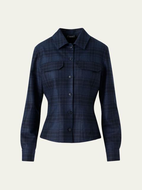 AKRIS Long-Sleeve Check Flannel Shirt