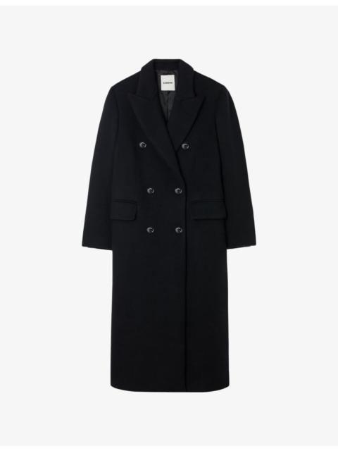 Sandro Long Double-Breasted Wool-Blend Coat