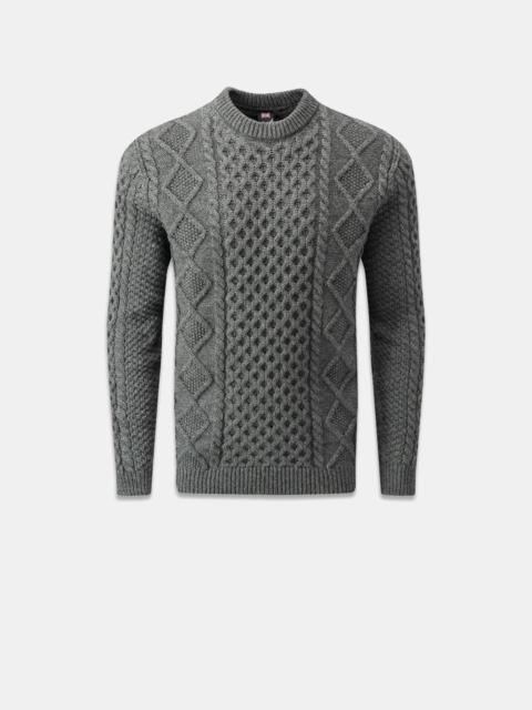 GLOVERALL Men's Aran Jumper Grey