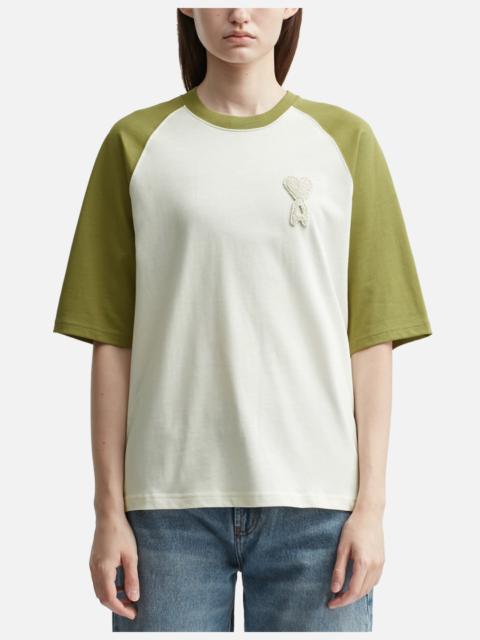 AMI Paris AMI DE COEUR TWO TONE THICK COTTON JERSEY T-SHIRT