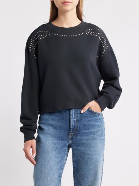 rag & bone rag & bone Studded Vintage Terry Crop Sweatshirt in Black at Nordstrom