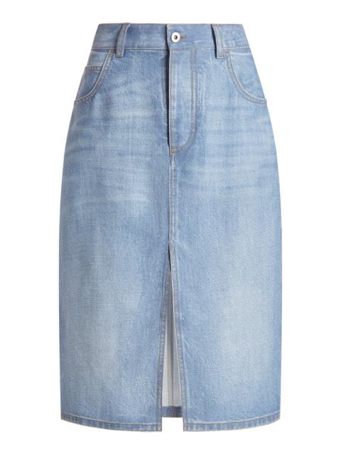 Bottega Veneta Printed Denim Silk Skirt light wash