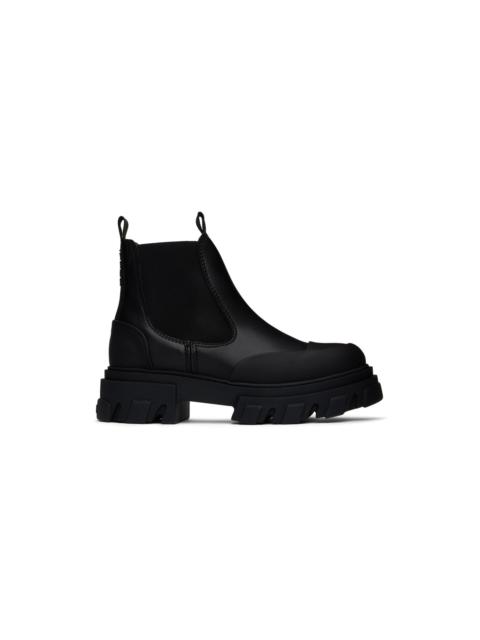 Black Stitch Cleated Low Chelsea Boots