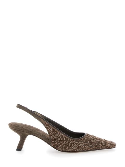 Brunello Cucinelli Brunello Cucinelli Women Brown Pumps With Applied Details In Suede Woman