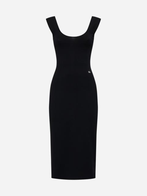 Viscose-blend knit midi dress