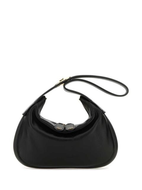 Valentino Valentino Garavani Women Black Nappa Leather Small Go-Hobo Shoulder Bag